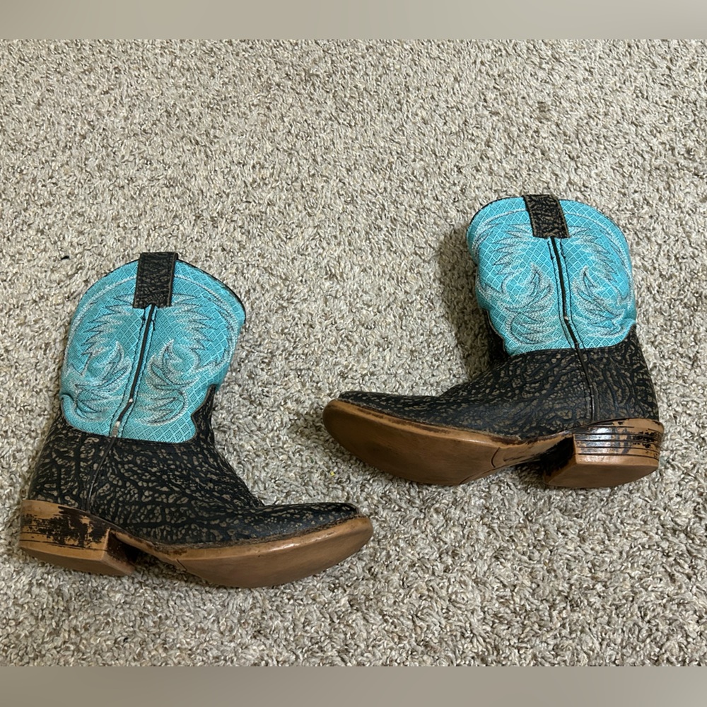 Nocona Boots Boys Fynn Embroidery Square Toe Cowboy Mid Calf Boots 1 1/2D Kids